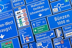 Ensemble de panneaux routiers suisses