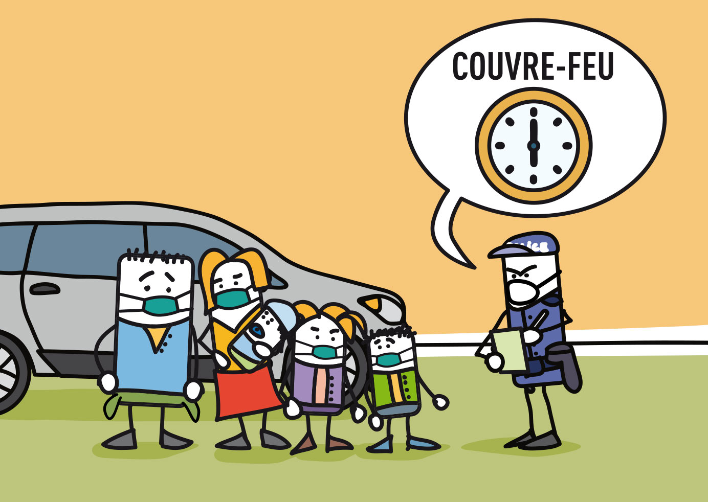 En voiture pendant le couvre-feu