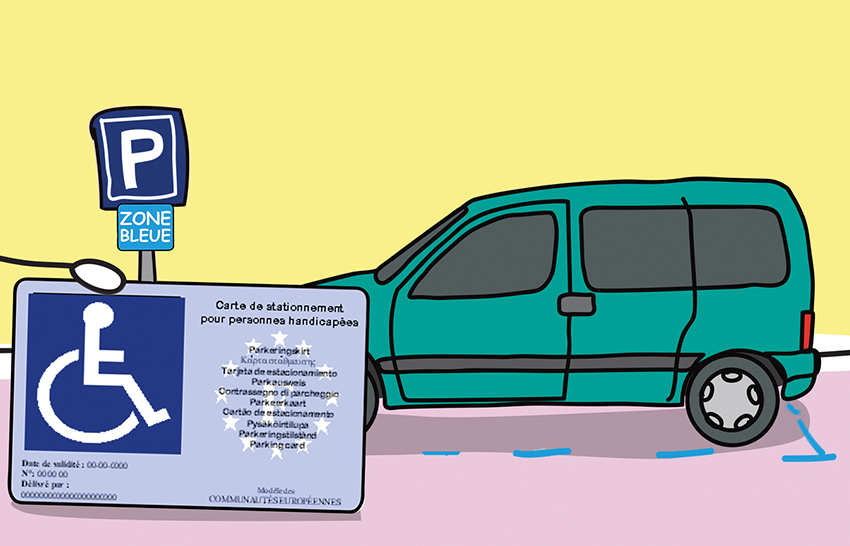 Stationnement en zones bleues pour les personnes handicapées